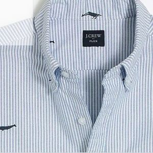 J. Crew Short-Sleeve Printed Oxford Shirt (Whales)